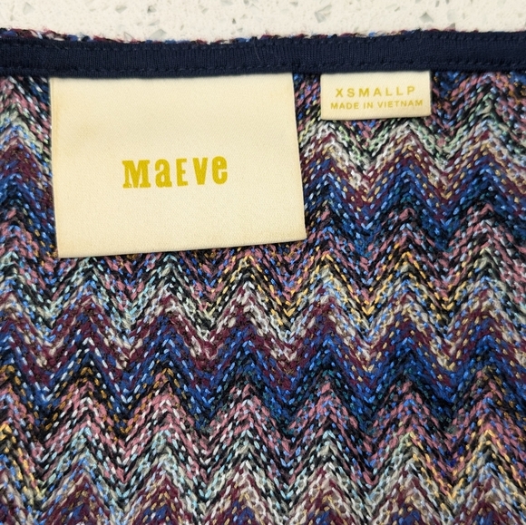 Maeve By Anthropologie Westwater Knit Tank Dress Blue Zigzag Pattern V-Neck XS - Picture 9 of 12